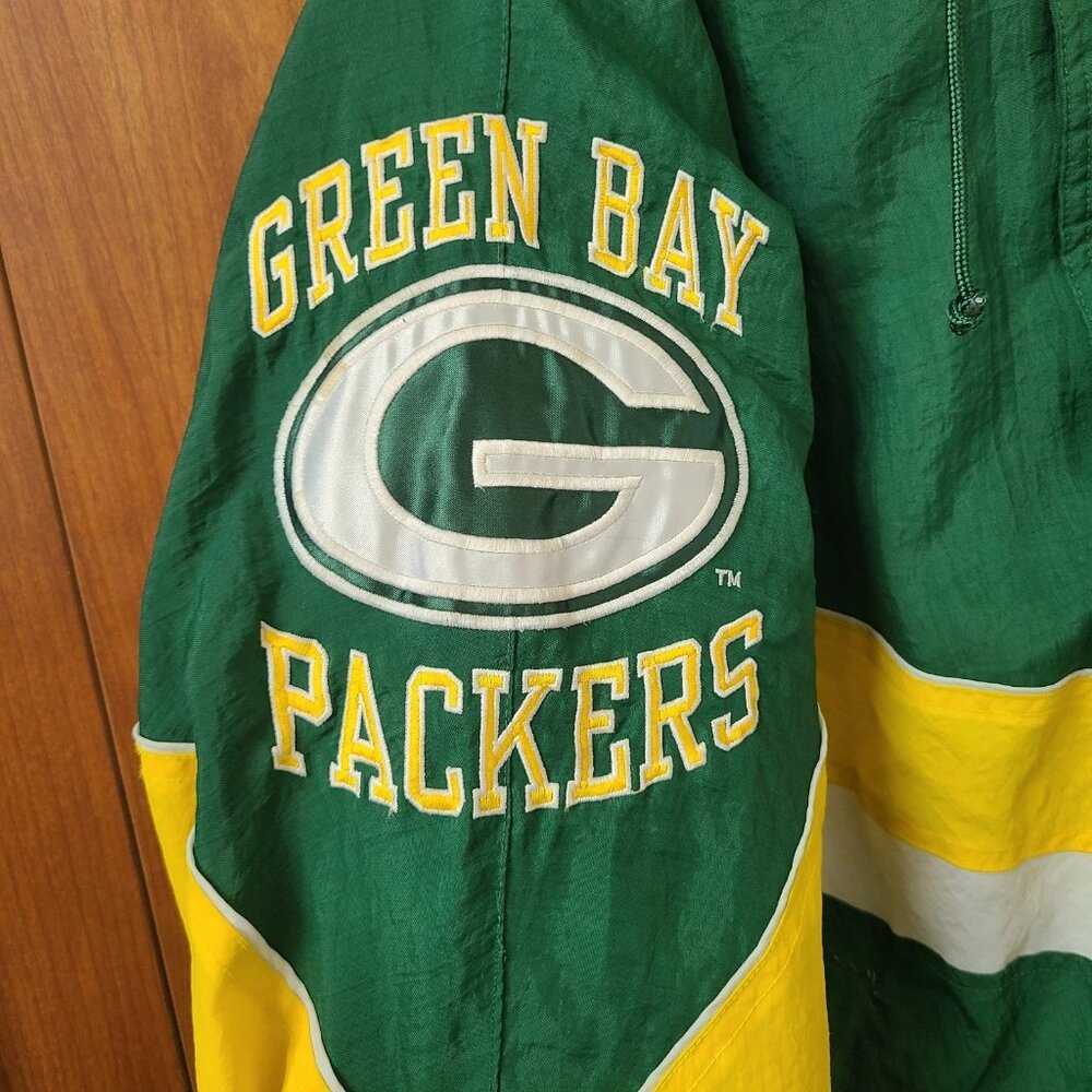 Green Bay Packers Mens M Jacket Zip Starter Pro Line NFL Football Vtg 90s Nylon - Picture 6 of 16